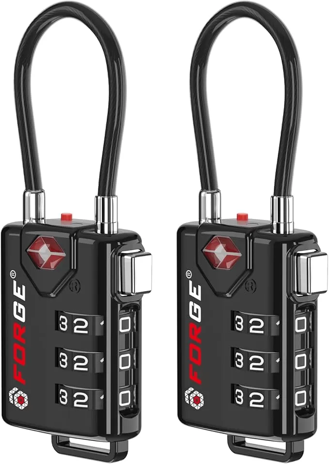 Forge TSA Approved Cable Luggage Locks, the Amazon #1 best-selling luggage lock 2-pack