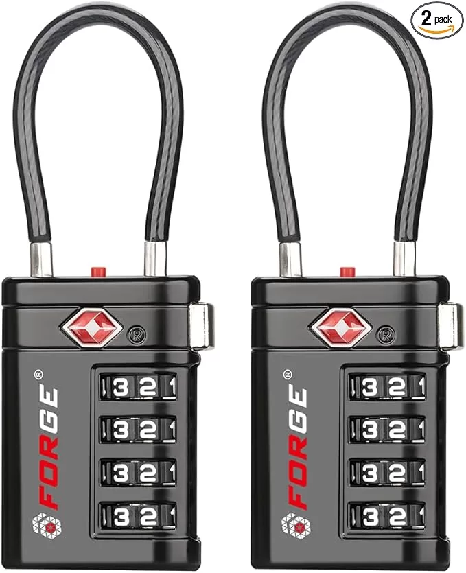 Forge TSA008 4-Digit Combination Luggage Lock with Open Alert Indicator, 2 pack