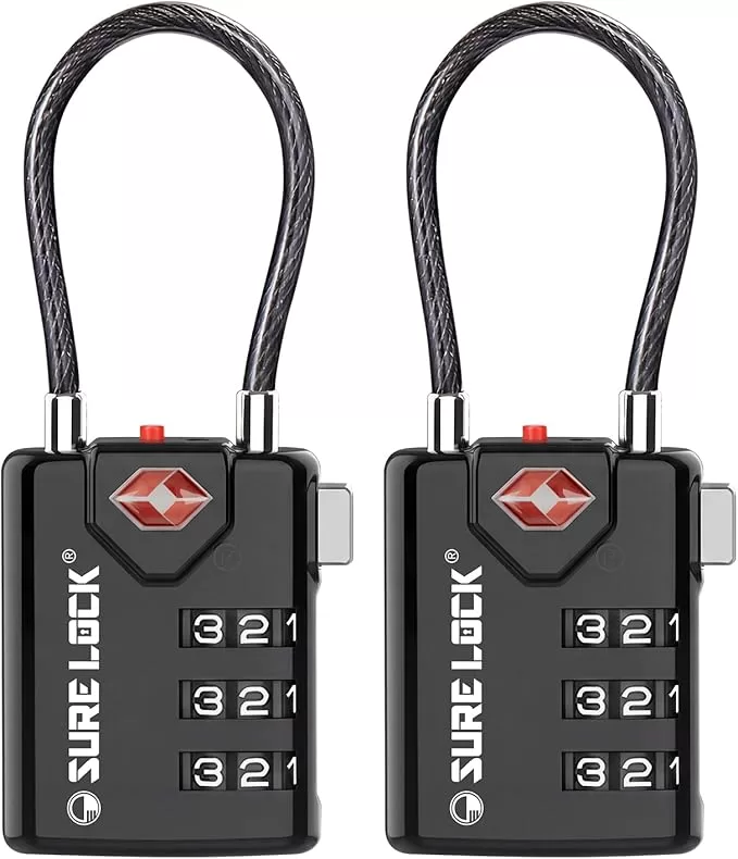 SURE LOCK TSA Compatible Travel Luggage Locks with Open Alert Indicator, 2 pack